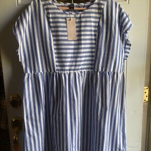 Blue and White Striped Dress